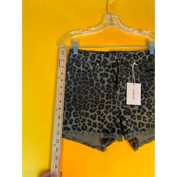 Good American Leopard Short Shorts Womens 2/26 Brown Fringe Hem Zip Fly NWT - Picture 6 of 11